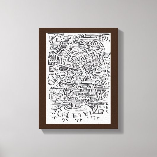 In a Between-place，インドのインクスケッチ キャンバスプリント (正面)