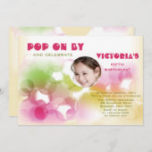 In a Bubbleフォト誕生日招待状 招待状 (正面/裏面)