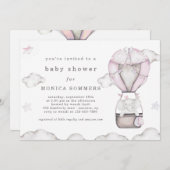 In a Cloud （ピンク）赤ちゃんシャワー招待状 招待状 (正面/裏面)