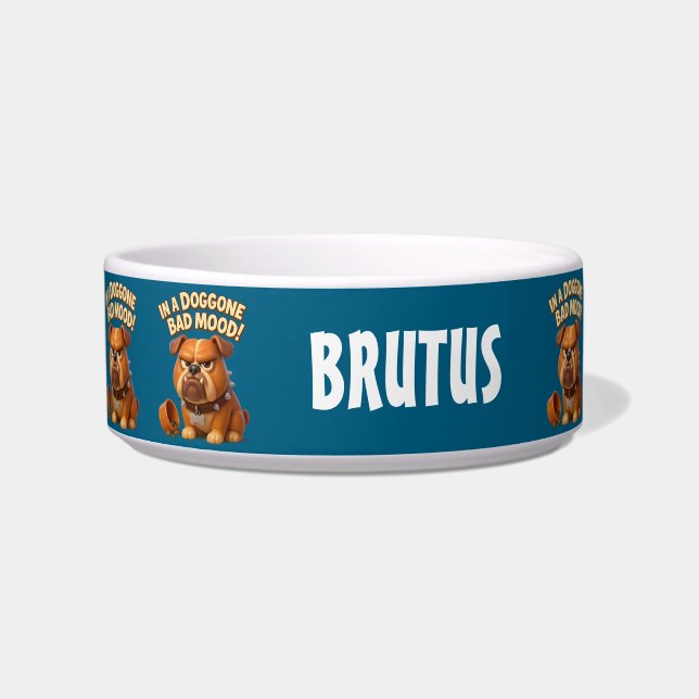 In a doggone bad mood – funny grumpy bulldog ボウル (正面)