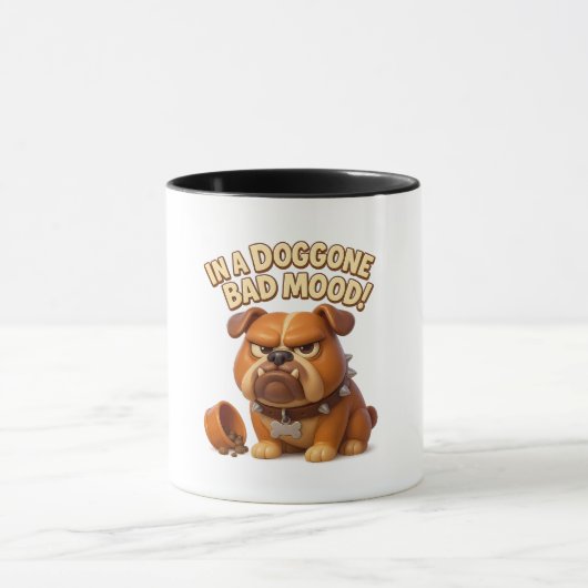 In a doggone bad mood – grumpy cartoon bulldog マグカップ (中央)