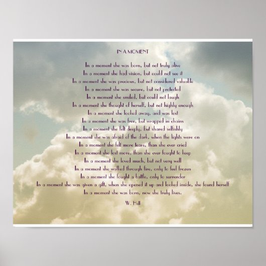 "IN A MOMENT" INSPIRATIONAL POEM POSTER ポスター (正面)