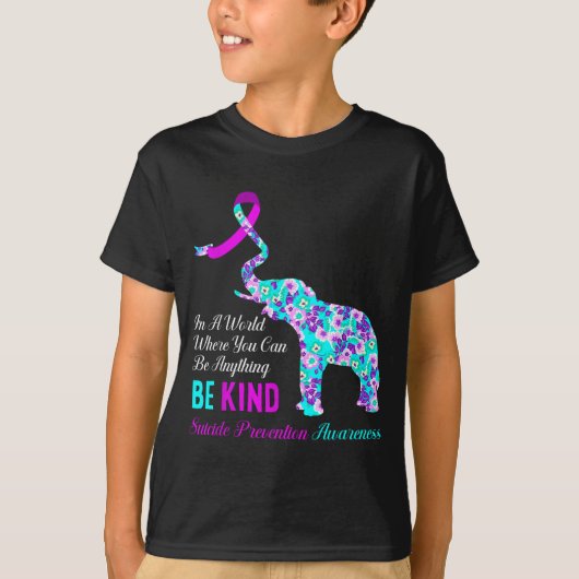 In A World Be Kind Suprt Suicide Prevention Awaren Tシャツ (正面)