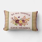 In All Things Give Thanks Autumn Floral ランバークッション (正面)