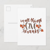 In All Things Give Thanks Thanksgiving Pumpkin  シーズンポストカード (正面/裏面)