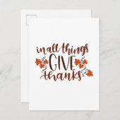 In All Things Give Thanks Thanksgiving Pumpkin  案内ポストカード (正面/裏面)
