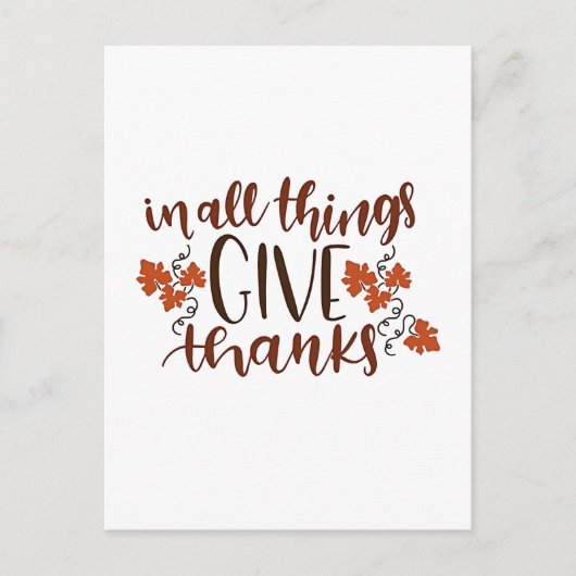 In All Things Give Thanks Thanksgiving Pumpkin  案内ポストカード (正面)