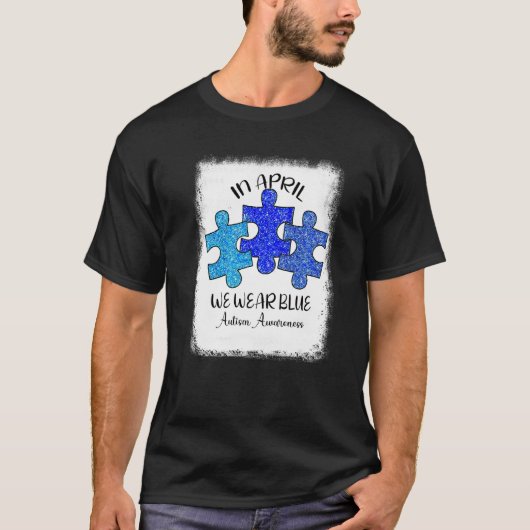 In April We Wear Blue Autism Awareness Autism Ribb Tシャツ (正面)