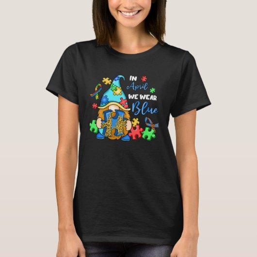 In April we wear blue Autism Awareness Gnomes Leo  Tシャツ (正面)