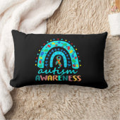 In April We Wear Blue Autism Rainbow Awareness Mon ランバークッション (ブランケット)