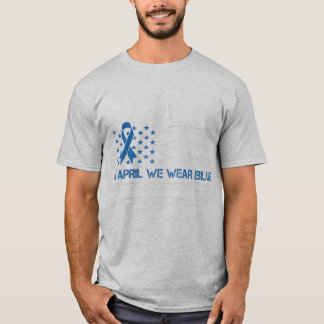 In April We Wear Blue Vintage American Flag Ribbon Tシャツ