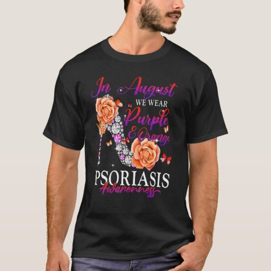 In August We Wear Orange Purple Psoriasis Awarenes Tシャツ (正面)