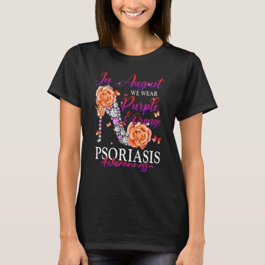 In August We Wear Orange Purple Psoriasis Awarenes Tシャツ (正面)