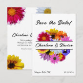 In Bloom ウェディング - ラウンド スプリット フローラル セーブザデート (正面/裏面)