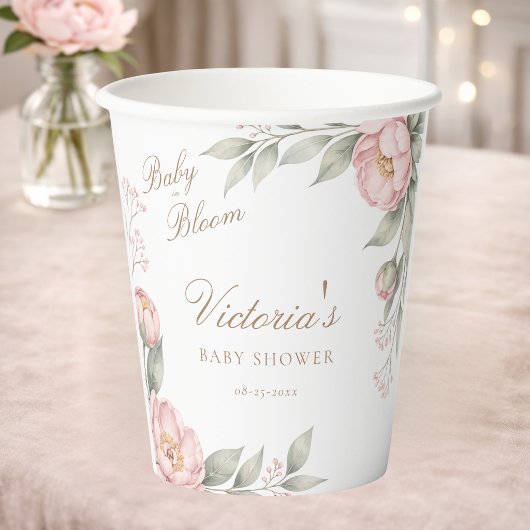 In Bloom ペオニーベイビーシャワーパーティー 紙コップ