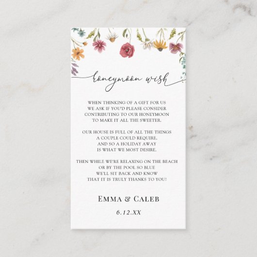 In Bloom ワイルドフラワーのハネムーンメッセージ エンクロージャーカード (正面)