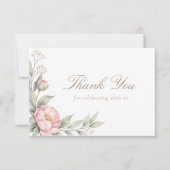 In Bloom Pink Peony Roses Girl Baby Shower サンキューカード (正面)