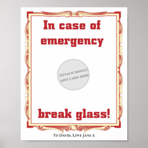 In Case Of Emergency Funny Money Gift Card Holder ポスター