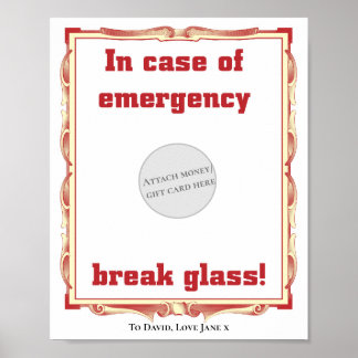 In Case Of Emergency Funny Money Gift Card Holder ポスター