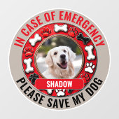 In Case of Emergency Save My Dog Window Cling ウィンドウサイン (シート)