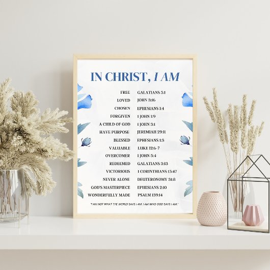 In Christ I Am – クリスチャン・アイデンティティの聖書の言葉 ポスター