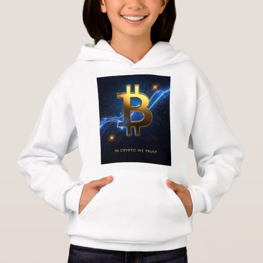 In Crypto We Trust キッズ ビットコイン パーカー (正面)