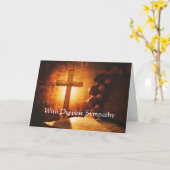 In Deepest Sympathy Cross, Bible and praying hands カード (黄色い花)