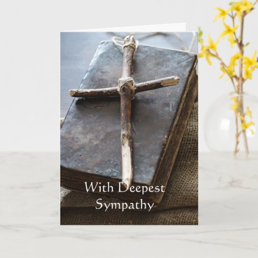 In Deepest Sympathy Cross, Bible Scripture Card カード (黄色い花)