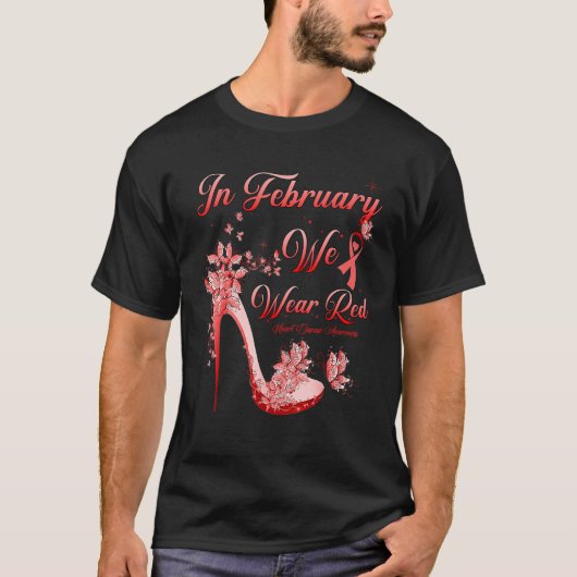 In February We Wear Red Butterflies High Heels Hea Tシャツ (正面)