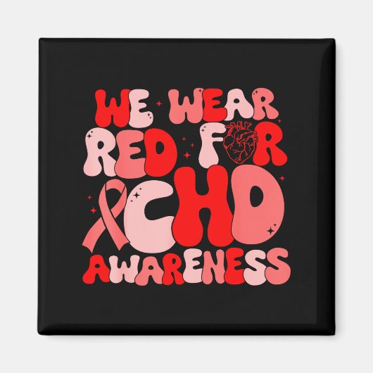 In February We Wear Red Chd Awareness Heart Diseas マグネット (正面)