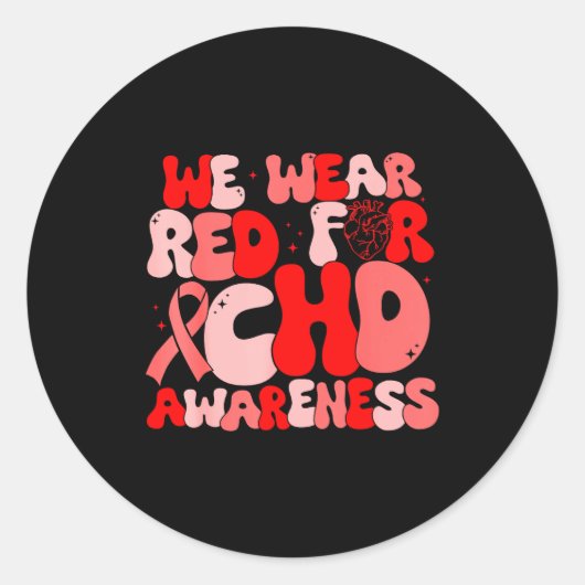 In February We Wear Red Chd Awareness Heart Diseas ラウンドシール (正面)
