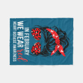 In February We Wear Red Chd Heart Disease Awarenes フリースブランケット (正面(横))
