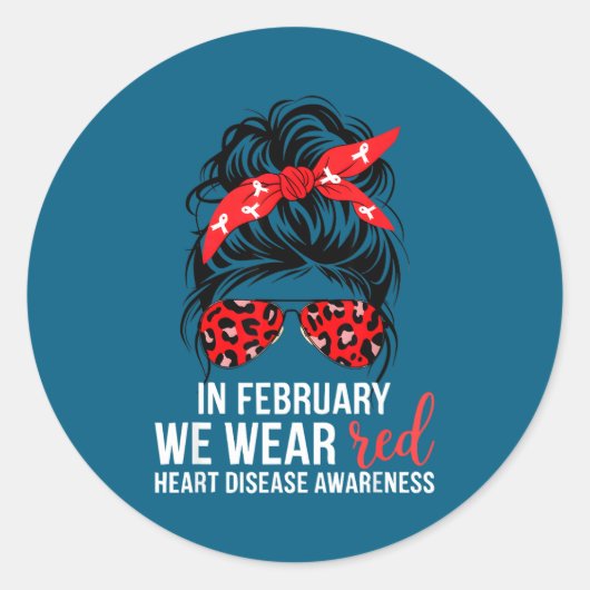 In February We Wear Red Chd Heart Disease Awarenes ラウンドシール (正面)