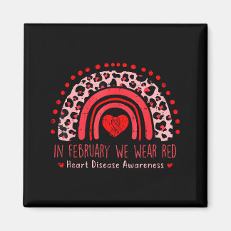 In February We Wear Red Rainbow Heart Disease Awar マグネット