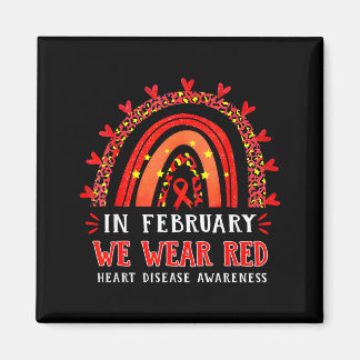 In February We Wear Red Rainbow Heart Disease Awar マグネット