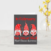 In February We Wear Red Three Gnomes Heart Disease カード (黄色い花)