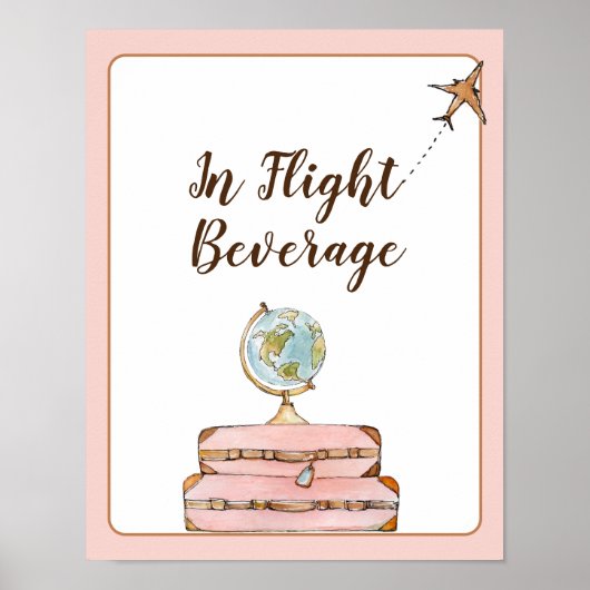 In Flight Drinksバーサイン旅行ブライダルシャワー ポスター (正面)