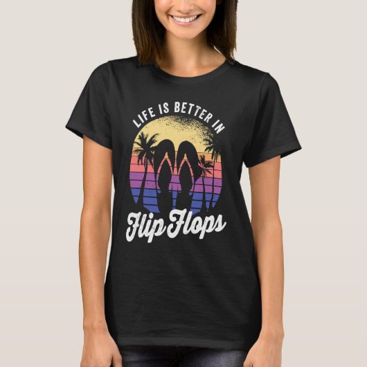in flip flops for an retro beach vacation tシャツ (正面)