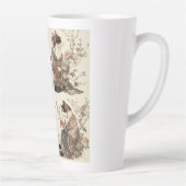 "In Full Bloom" Japanese Cat in Kimono Art カフェラテマグ (右)