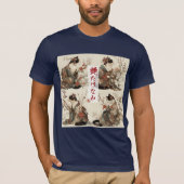 "In Full Bloom" Japanese Cat in Kimono Art Tシャツ (正面)
