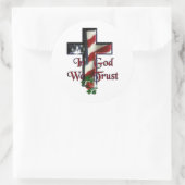 "In God We Trust"ロゴ3"ステッカー ラウンドシール (バッグ)