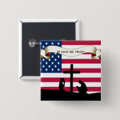 In God We Trust 祈's USA Flag Pinボタン 缶バッジ (正面&裏面)