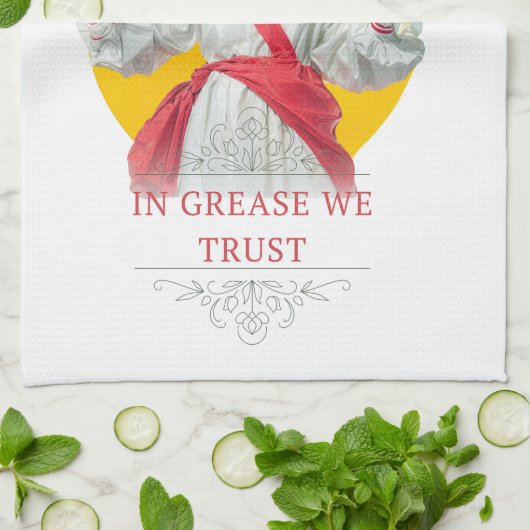 In Grease We Trust. Saint of the Kitchen キッチンタオル (折り畳み)