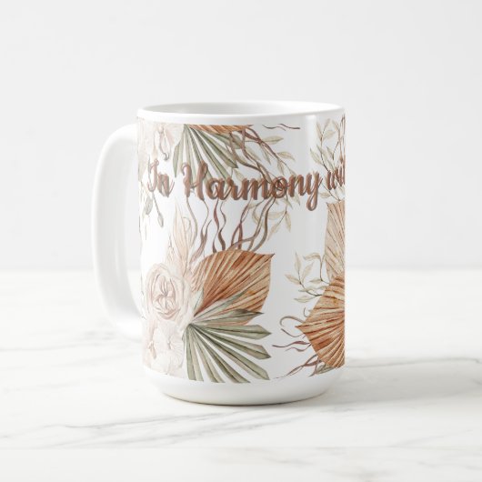 In Harmony with the Wild Mug | Boho Ceramic Cup コーヒーマグカップ (正面左)