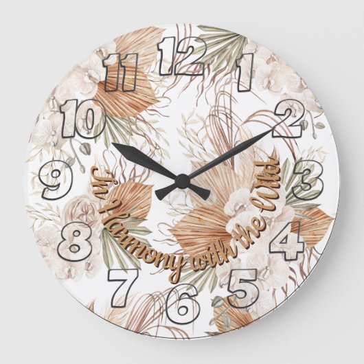 In Harmony with the Wild Wall Clock | Boho Decor ラージ壁時計 (正面)
