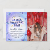 In Her誕生日エラバタフライ誕生日写真 招待状 (正面)