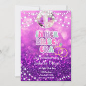 In Her Bride Eraレトロミュージックパープルブライダルシャワー 招待状 (正面)
