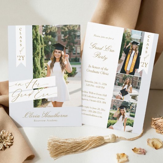 In Her Grad Era Elegant Photo Graduation Party 招待状