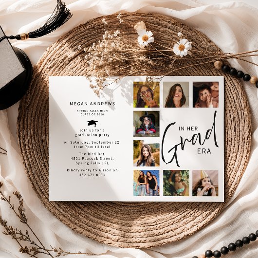 In Her Grad Era Photo Collage Graduation 招待状