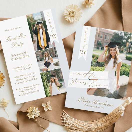 In Her Senior Era Elegant Photo Graduation Party 招待状